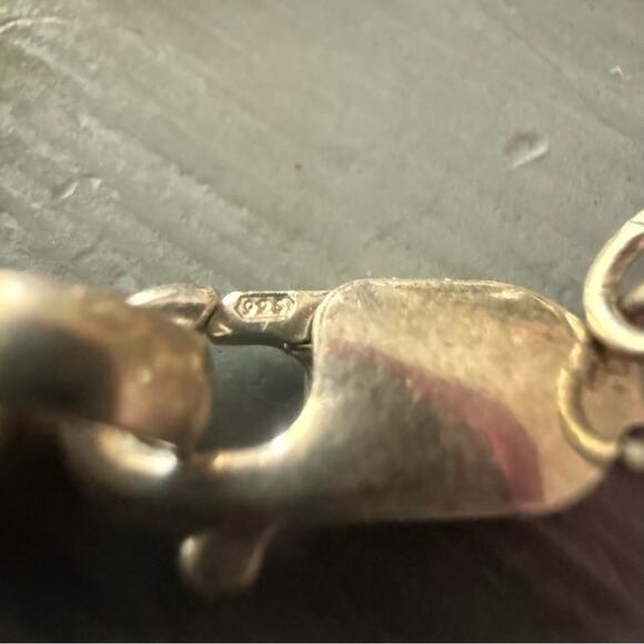 925 Sterling Silver Clear Opalescent Beaded Chainlink Multi Chain Bracelet - Picture 5 of 8